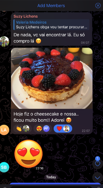 Depoimento — cheesecake feito com receita do curso